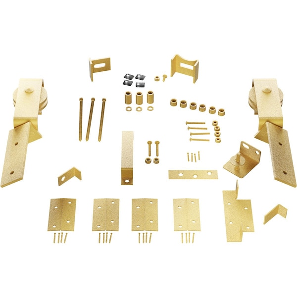 Ekena Millwork Barnfold J-Strap 2-Door Hardware Set for 1 1/4" to 1 3/8" Doors, Jacob's Gold GB6007M2HJG - main